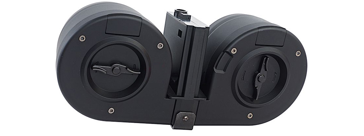 Tokyo Marui 1200 Round M4 AEG Twin Drum Magazine - (Black) - Click Image to Close