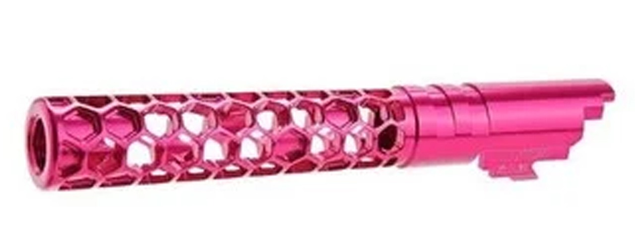 Dr. Black CNC Aluminum FAVOS Outer Barrel For TM Hi-CAPA 5.1 GBB Pistols - (Pink) - Click Image to Close