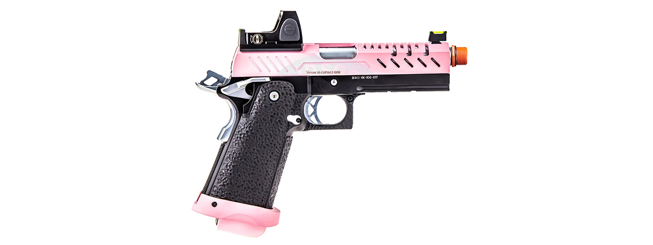 Vorsk Hi-Capa 4.3 GBB Pistol w/ Red Dot Sight - (Black/Pink) - Click Image to Close