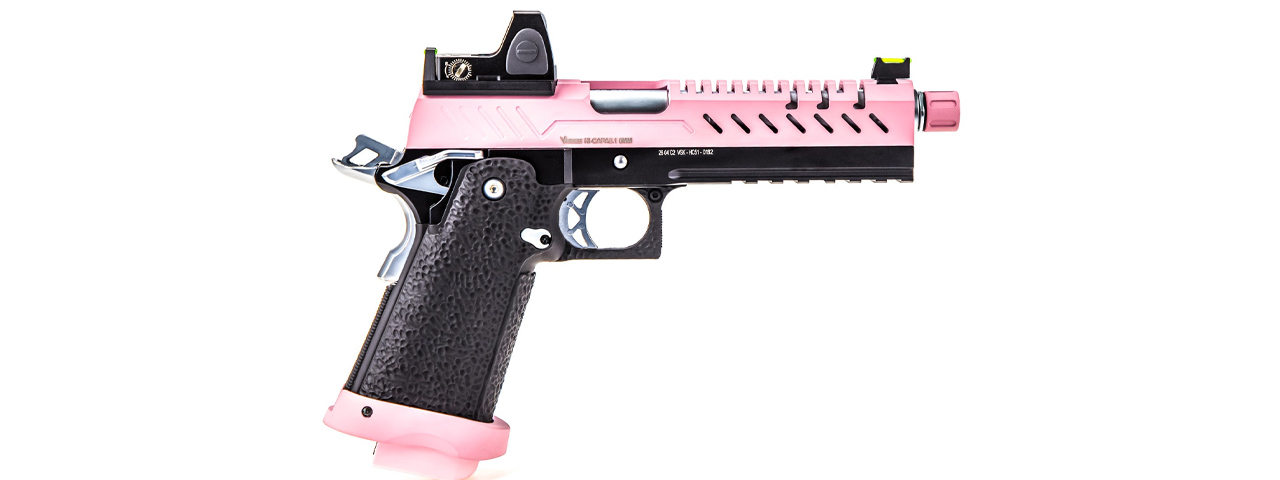 Vorsk Hi-Capa 5.1 GBB Pistol w/ Red Dot Sight - (Black/Pink) - Click Image to Close