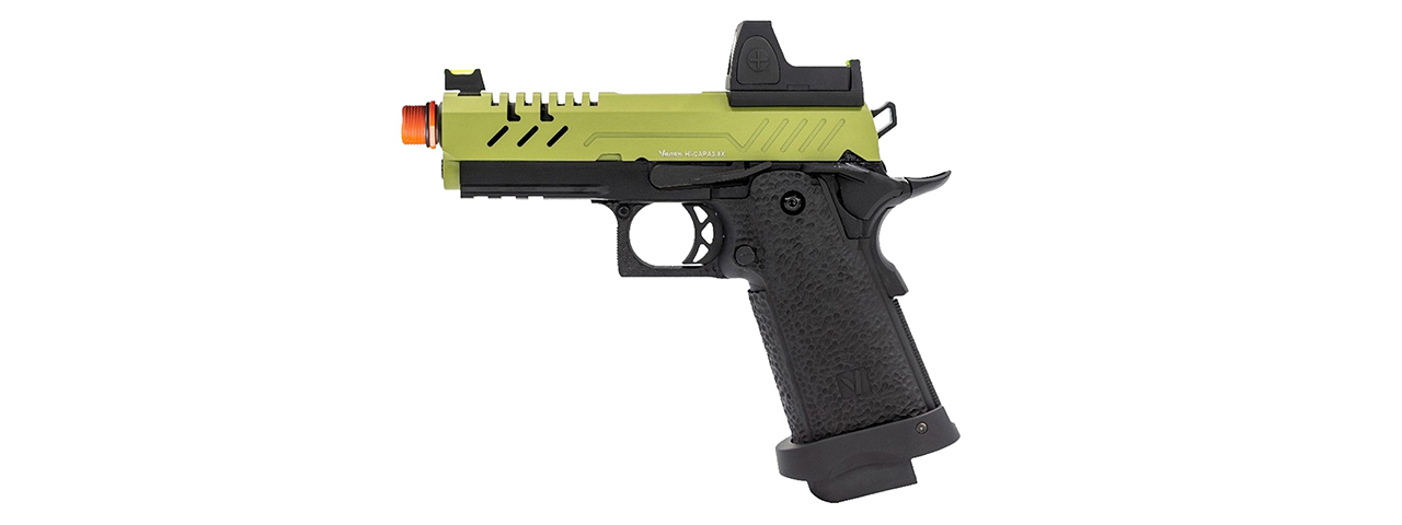 Vorsk Hi-Capa 3.8 Pro GBB Pistol w/ Red Dot Sight - (Green/Black) - Click Image to Close