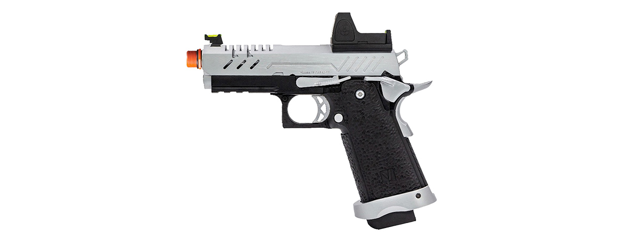 Vorsk Hi-Capa 3.8 Pro GBB Pistol w/ Red Dot Sight - (Chrome/Black) - Click Image to Close