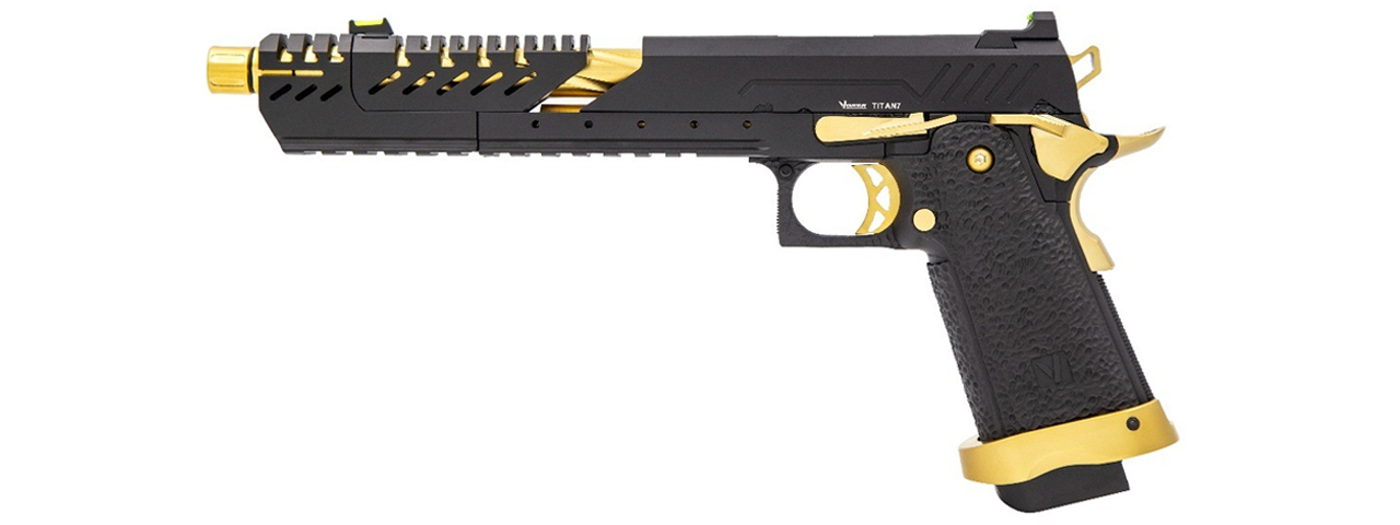 Vorsk Hi-Capa 7.0 Titan GBB Pistol - (Black/Gold) - Click Image to Close