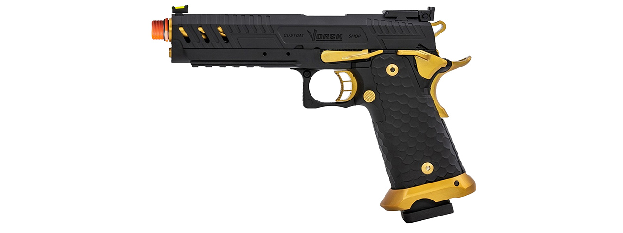 Vorsk Hi-Capa CS Vengeance 5.1 GBB Pistol - (Black/Gold) - Click Image to Close