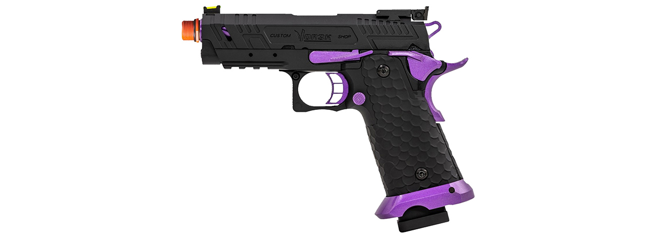 Vorsk Hi-Capa CS Vengeance 3.8 Compact GBB Pistol - (Black/Purple) - Click Image to Close