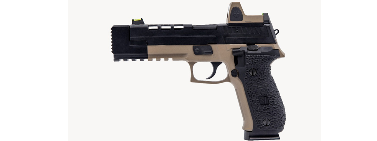 Vorsk Hi-Capa VP26X GBB Pistol w/ Red Dot Sight - (Black/Tan) - Click Image to Close