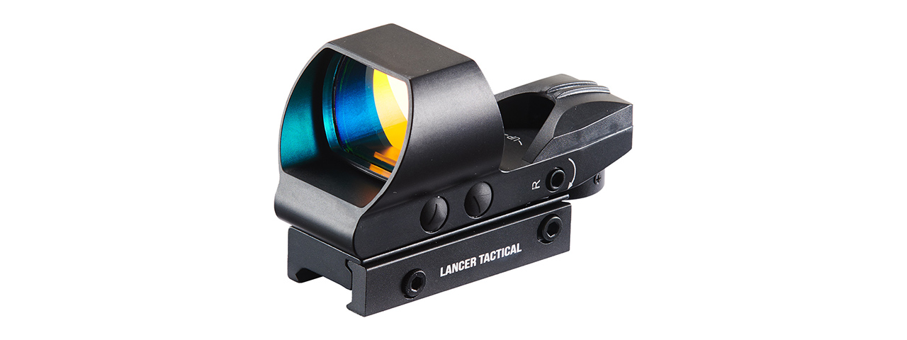 Lancer Tactical Picatinny 4 Reticle Red Dot Reflex Sight - (Black) - Click Image to Close