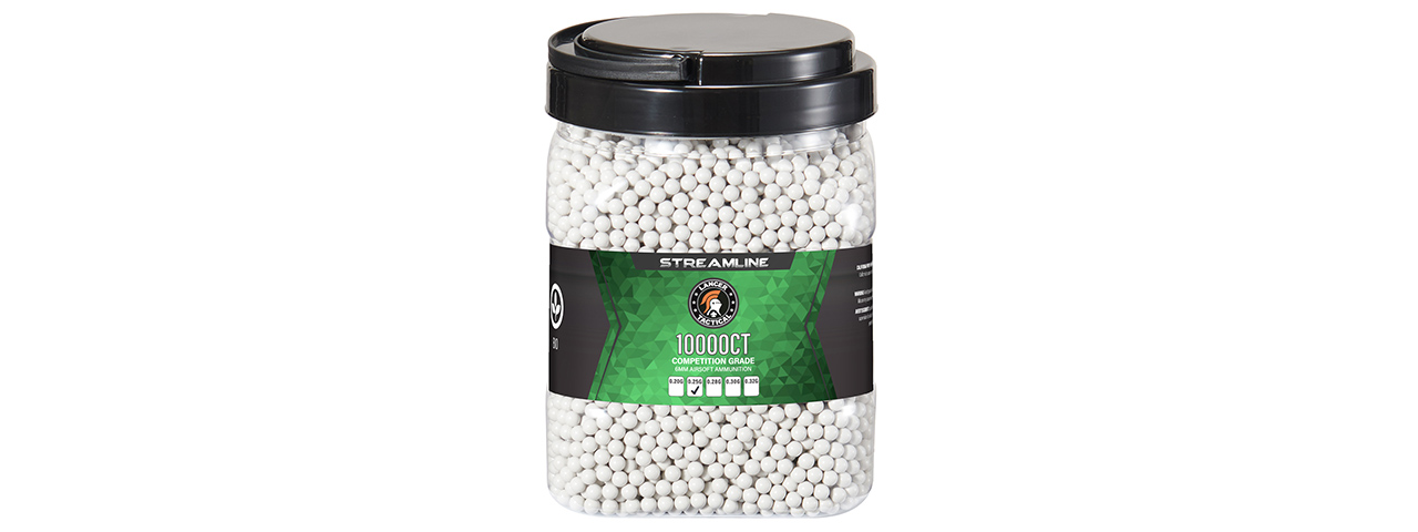 Lancer Tactical 10000 Round .25G Streamline Competition Grade BIO BBs - (White) - Click Image to Close