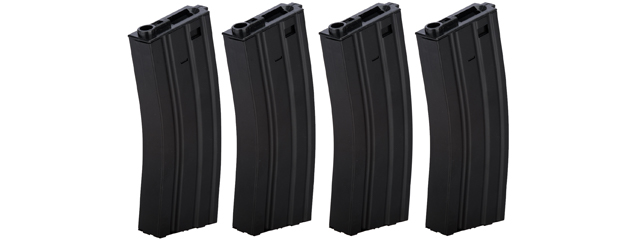 Lancer Tactical Metal Mid-Capacity AEG Magazine for M4/M16 Pack of 4 (Color: Black)