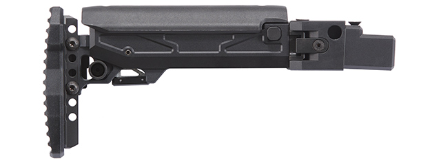 Atlas Custom Works Folding Telescopic Buttstock w/ Cheek Riser for GHK AKM V2 GBB Airsoft Rifle - (Black)