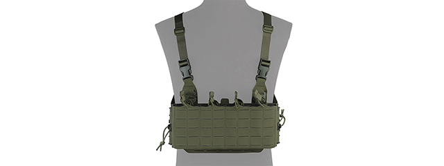 Tactical Molle Chest Rig Vest w/ 5.56 Magazine Front Panel - (OD Green)