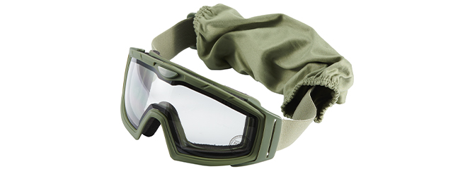 Lancer Tactical Rage Protective Green Airsoft Goggles (CLEAR LENS)