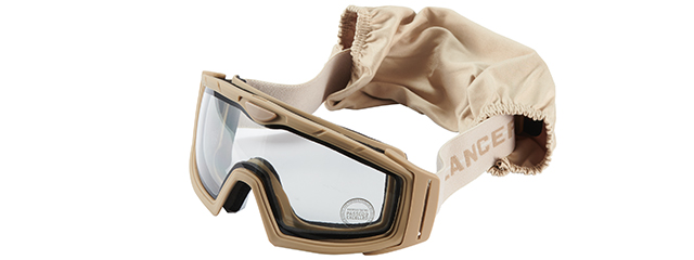 Lancer Tactical Rage Protective Tan Airsoft Goggles (CLEAR LENS)