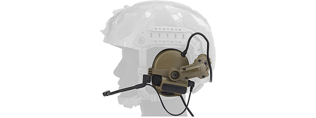 Airsoft C5 Tactical Communication Headset w/ Noise Reduction For Helmets - (Tan)