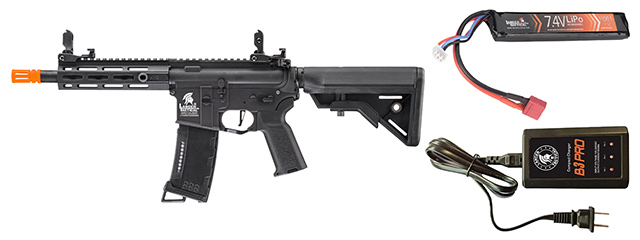 Lancer Tactical Gen 3 Hellion M-LOK 7" Airsoft M4 AEG w/ Battery/Charger Bundle - (Black)