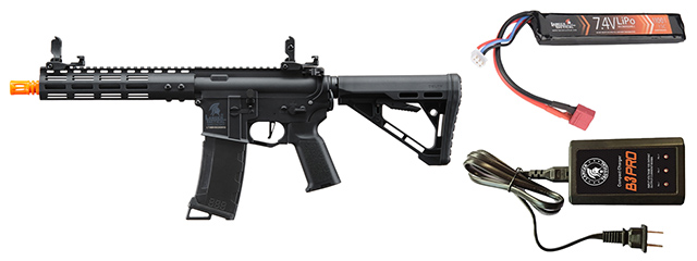 Lancer Tactical Gen 3 Archon 9" M-LOK M4 Airsoft Rifle w/ Delta Stock w/ Battery/Charger Bundle - (Black)