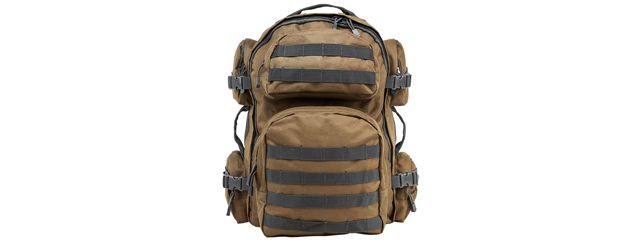 NcStar Tactical Combat Backpack - (Tan/Urban Gray Trim)