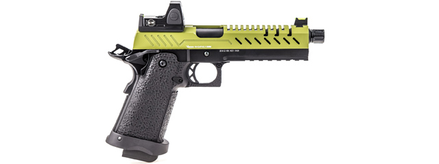 Vorsk Hi-Capa 5.1 GBB Pistol w/ Red Dot Sight - (Black/Green)