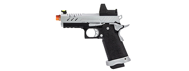 Vorsk Hi-Capa 3.8 Pro GBB Pistol w/ Red Dot Sight - (Chrome/Black)