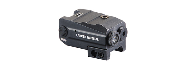 Lancer Tactical Low Profile Picatinny Flashlight w/ Red Laser - (Black)