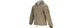 CA-782TM SOFT SHELL JACKET w/ HOOD (TAN), SIZE: MD