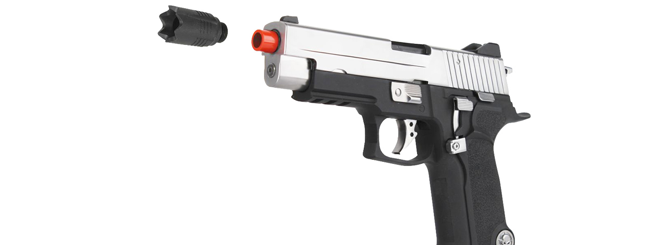 WE Tech Full Metal P-Virus Two-Tone Gas Blowback Airsoft Pistol (BLACK/SILVER)