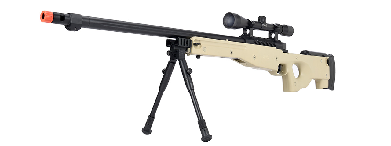 WellFire MB15 L96 Bolt Action Airsoft Sniper Rifle w/ Scope & Bipod (TAN)