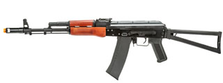 Lancer Tactical AK-Series AK-74N AEG Airsoft Rifle w/ Skeleton Folding Stock (Real Wood Furniture)