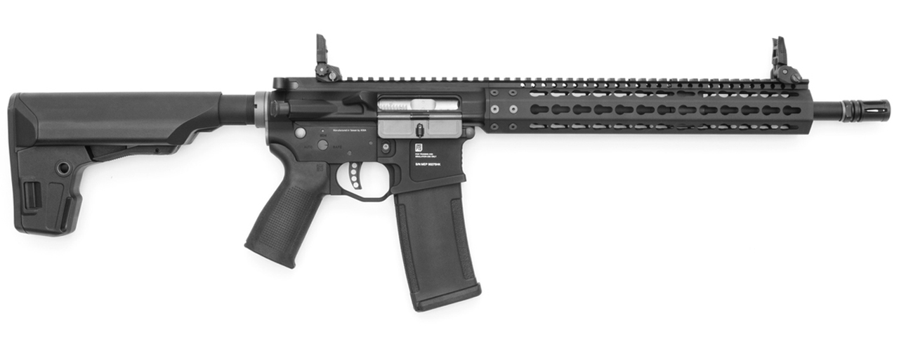 PTS Mega Arms MKM AR15 Gas Blowback Airsoft Rifle w/ 12" Keymod Handguard (Color: Black)