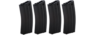 Lancer Tactical Metal Mid-Capacity AEG Magazine for M4/M16 Pack of 4 (Color: Black)