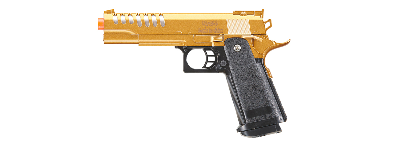 UK Arms 2011 Alloy Series Spring Airsoft Pistol w/ Wavey Stippling (Color: Gold)