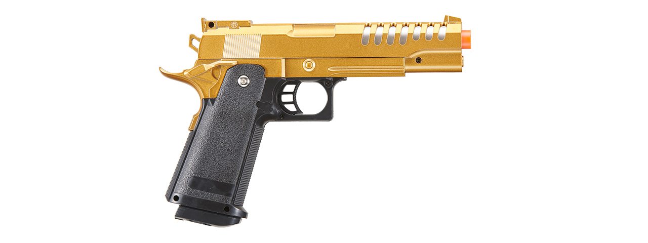 UK Arms 2011 Alloy Series Spring Airsoft Pistol w/ Wavey Stippling (Color: Gold)