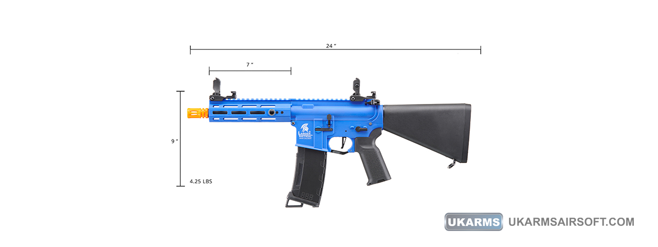 Lancer Tactical Gen 3 Hellion 7" M-LOK Airsoft AEG Rifle w/ Stubby Stock (Color: Blue)