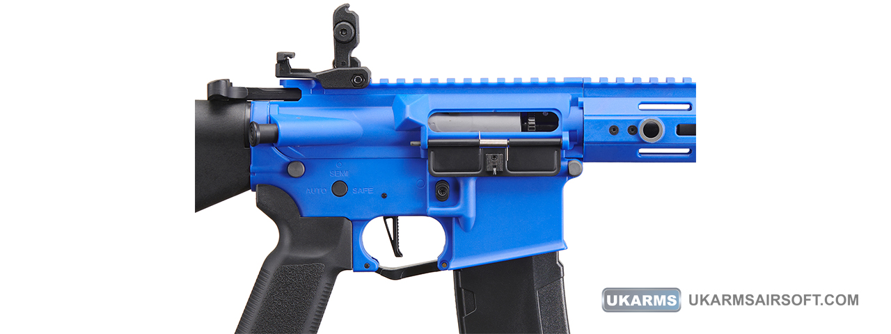 Lancer Tactical Gen 3 Hellion 7" M-LOK Airsoft AEG Rifle w/ Stubby Stock (Color: Blue)