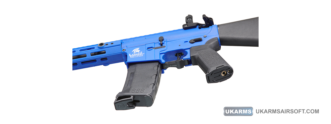 Lancer Tactical Gen 3 Hellion 7" M-LOK Airsoft AEG Rifle w/ Stubby Stock (Color: Blue)