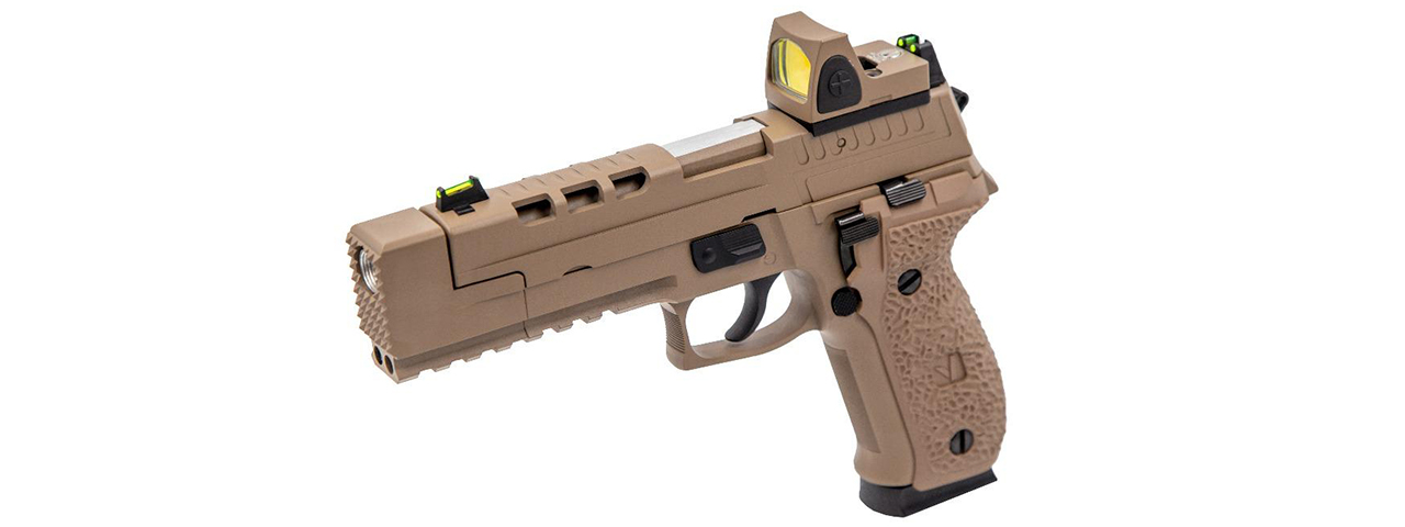 Vorsk Airsoft VP26X Gas Blowback Pistol + Micro Red Dot - Tan