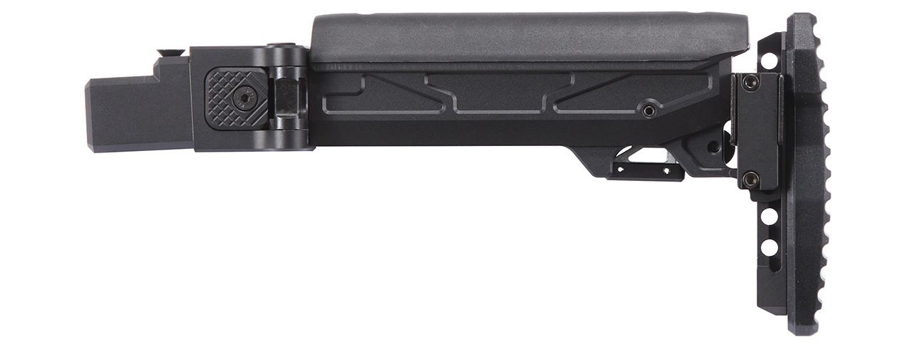 Atlas Custom Works Folding Telescopic Buttstock w/ Cheek Riser for GHK AKM V2 GBB Airsoft Rifle - (Black)