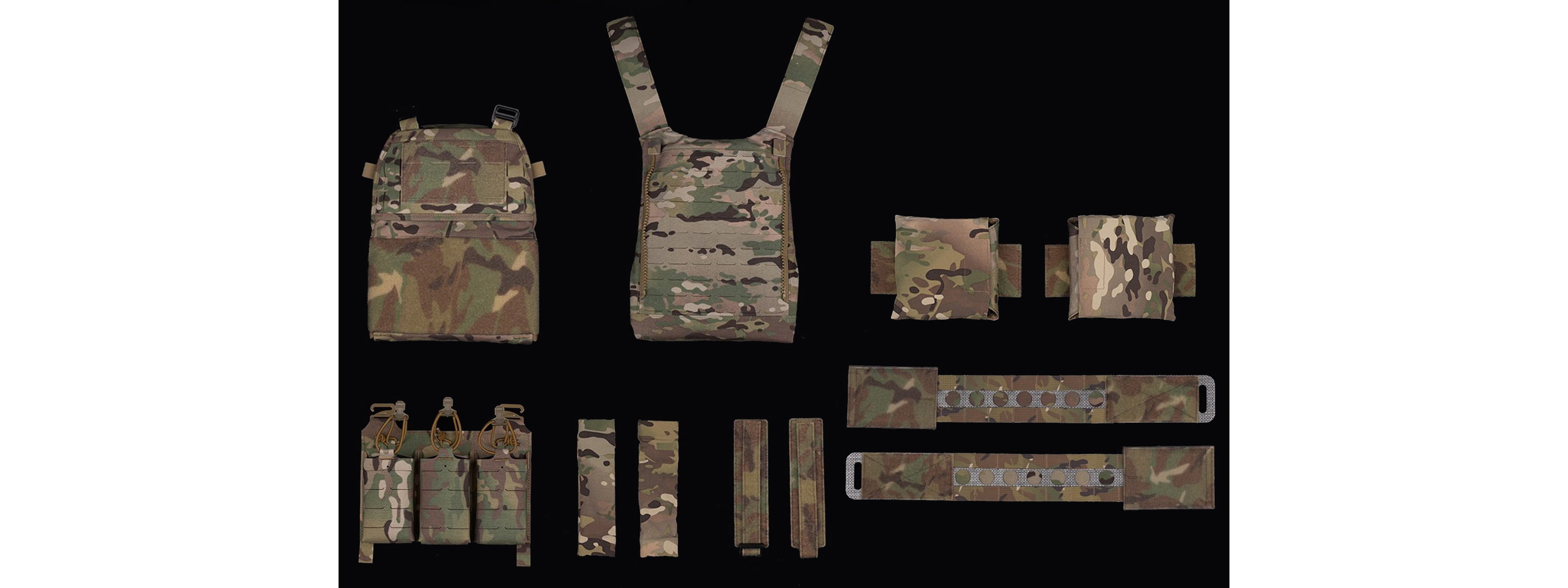 Plate Carrier Tactical Vest w/ Mag Pouches - (Camo)