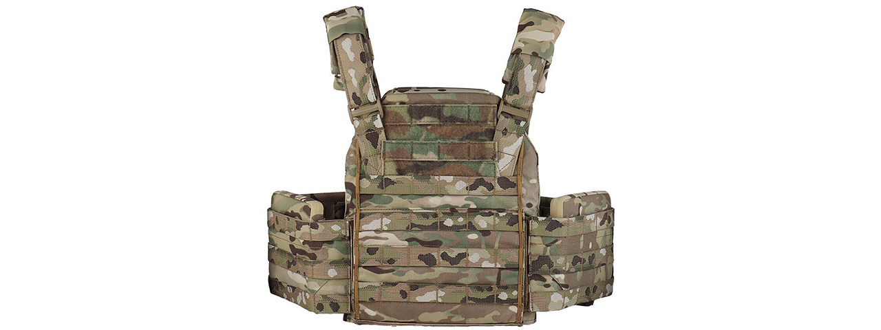 Tactical Chest Plate Carrier with Triple MOLLE Magazine Hunting Vest Front and Airsoft Gear Back Bag - (Camo)