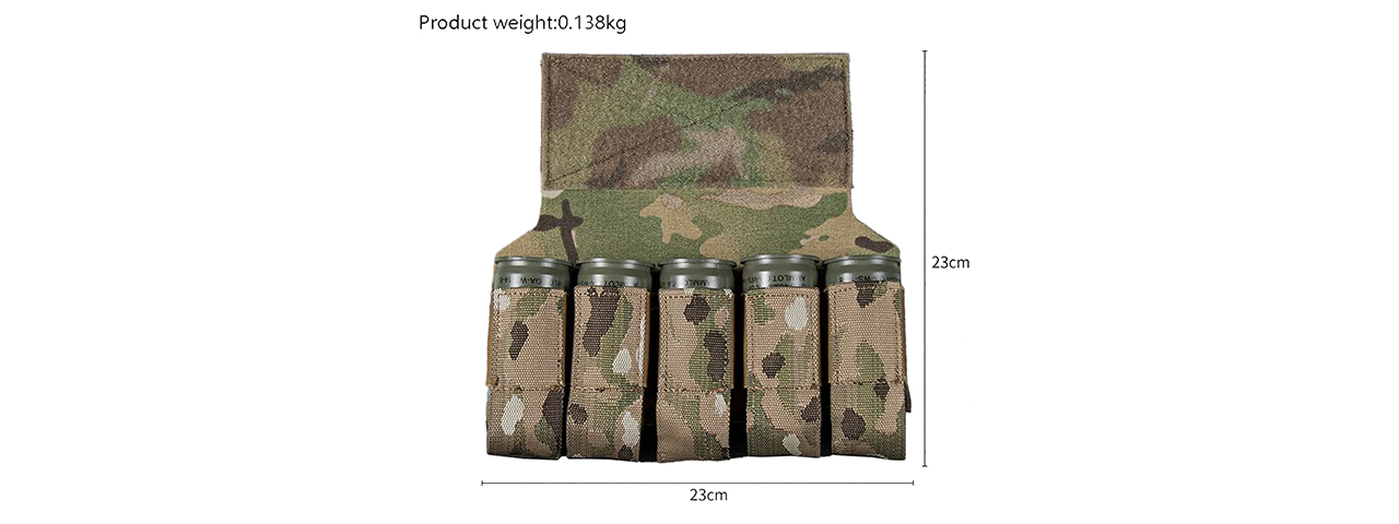 MOLLE Webbing Quintuplets Grenade Pouches For Tactical Vest Expansion - (Camo