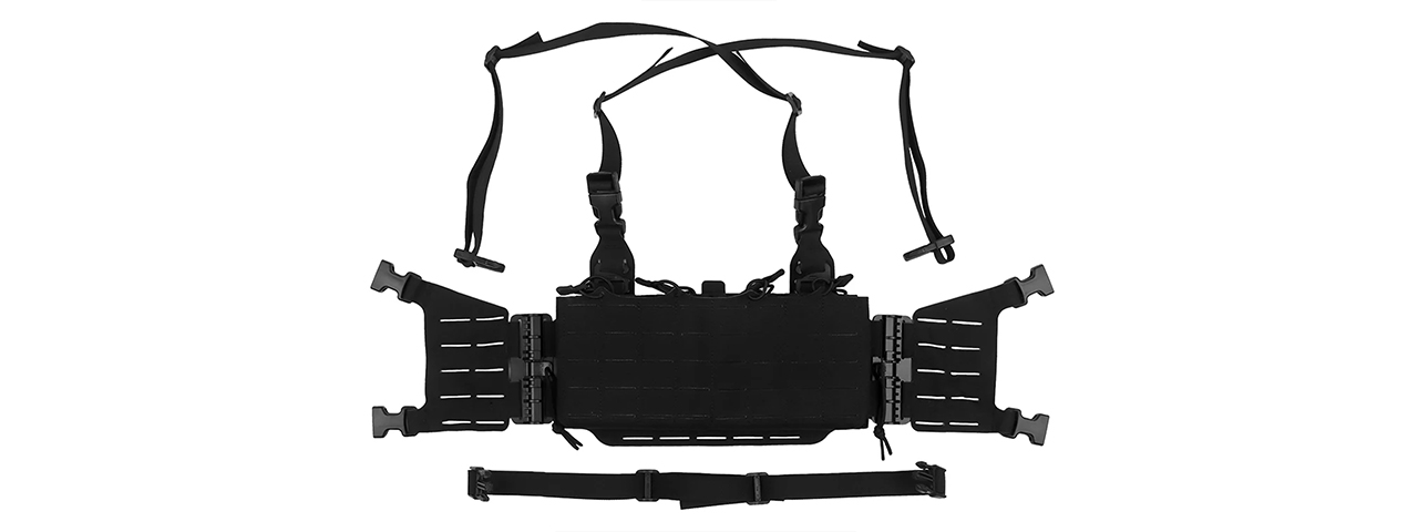 Tactical Molle Chest Rig Vest w/ 5.56 Magazine Front Panel - (Black)