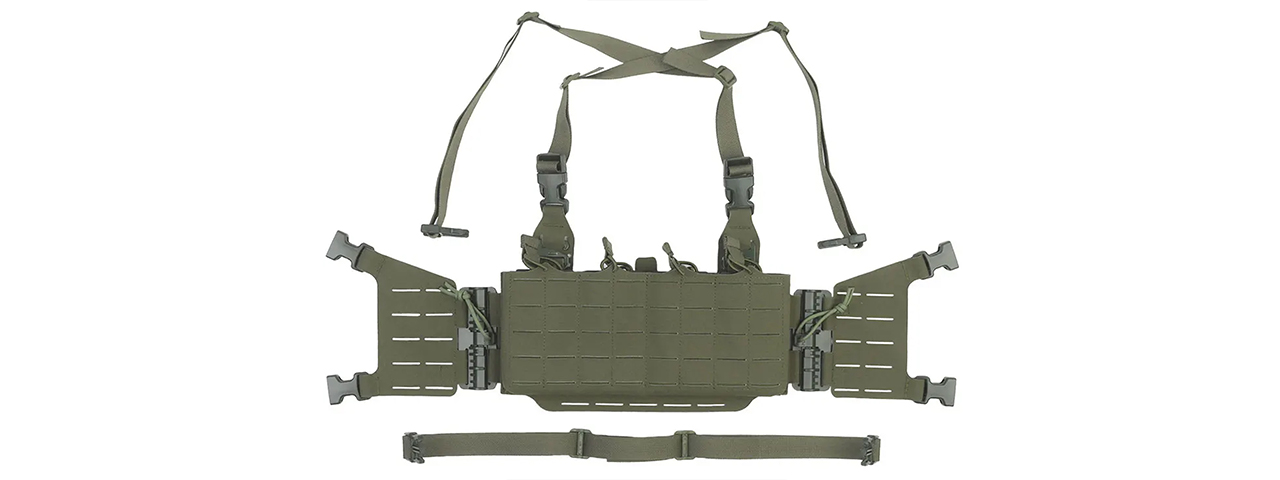 Tactical Molle Chest Rig Vest w/ 5.56 Magazine Front Panel - (OD Green)