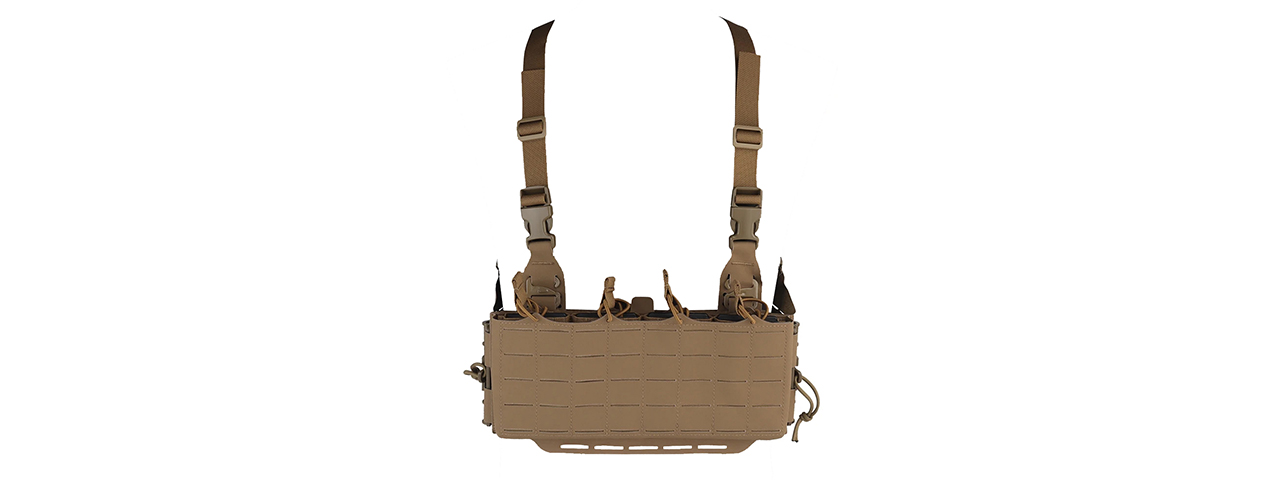 Tactical Molle Chest Rig Vest w/ 5.56 Magazine Front Panel - (Tan)