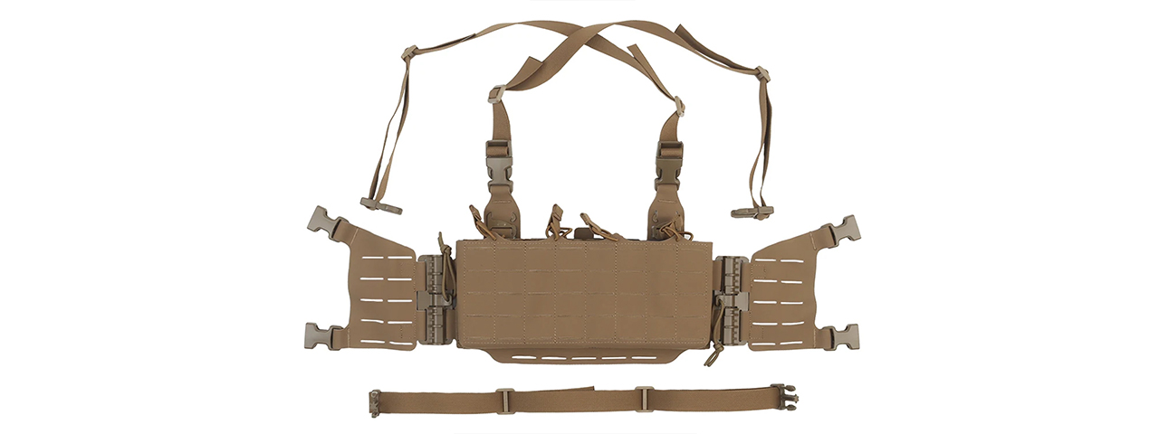 Tactical Molle Chest Rig Vest w/ 5.56 Magazine Front Panel - (Tan)