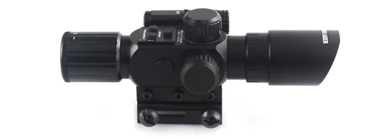 Lancer Tactical 4x30IR Short Red Dot Scope Equipped With Red Laser Mechanism Fits 11mm/20mm Rails - (Black)