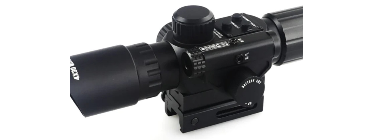 Lancer Tactical 4x30IR Short Red Dot Scope Equipped With Red Laser Mechanism Fits 11mm/20mm Rails - (Black)