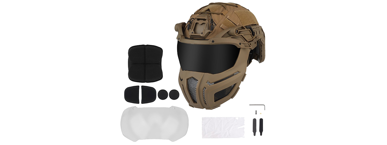 Full Protection Tactical FAST Airsoft Helmet - (Tan)