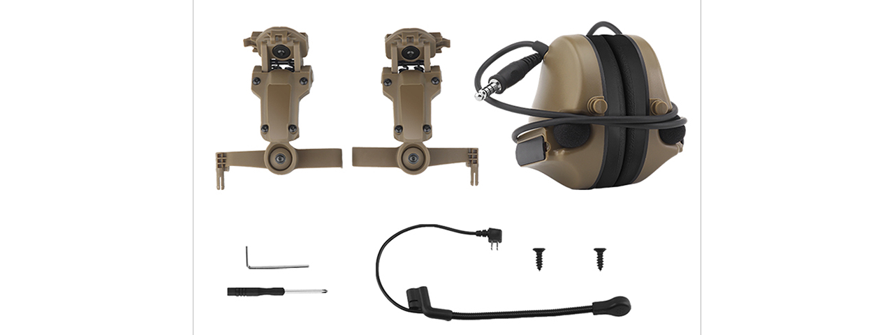 Airsoft C5 Tactical Communication Headset For Helmets - (Tan)