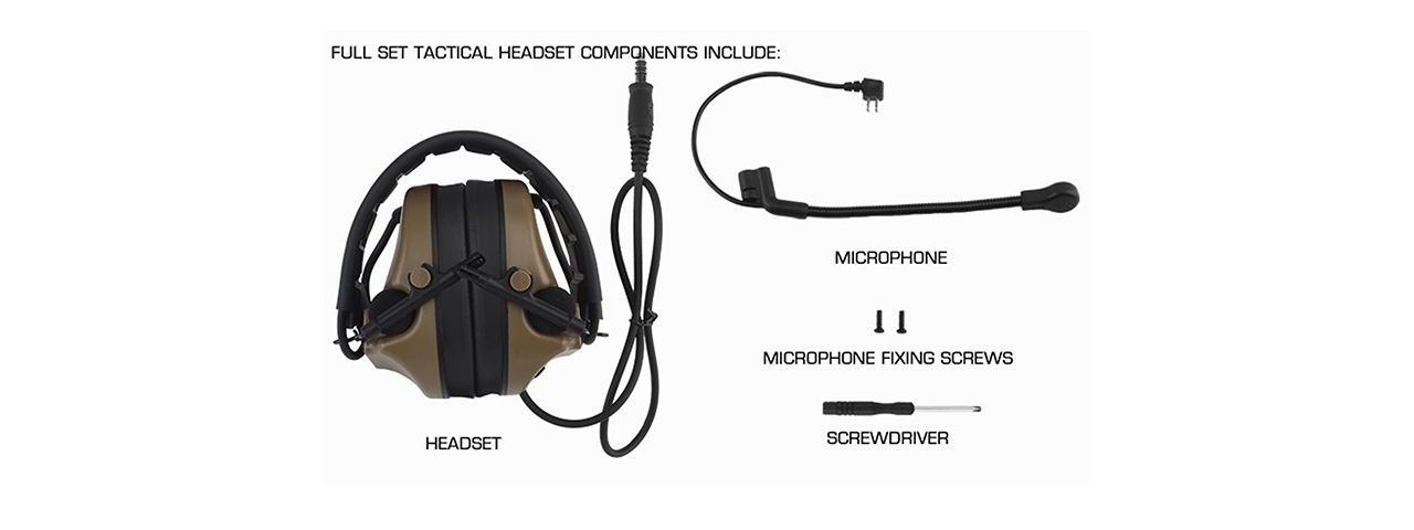 Airsoft C5 Tactical Communication Headset - (Tan)