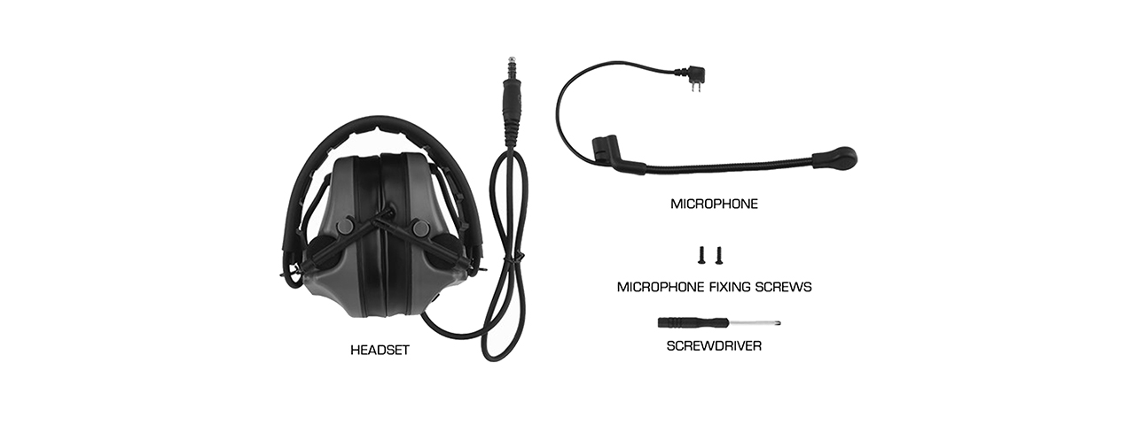 Airsoft C5 Tactical Communication Headset w/ Noise Reduction - (Black)